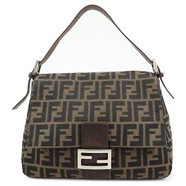 FENDI Zucca Mamma Baguette Schultertasche aus Canvas und Leder Braun 26325