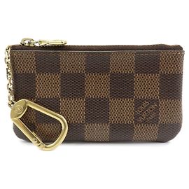 Louis Vuitton Damier Canvas Pochette Cles Coin Case Brown Ebene N62658