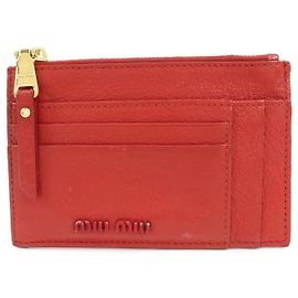 Autre Marque MIU MIU Portacarte Slim e Portamonete Fragment in pelle Madras Rosso 5MC446