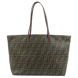 FENDI Borsa Tote e Borsa a Spalla Zucca PVC Leather Marrone Nero Rosa 8BH185