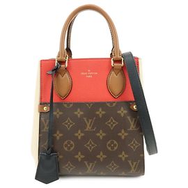 Louis Vuitton Monogram Fold Tote PM 2Way Bag Cerise Creme Noir M45389