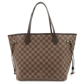 Louis Vuitton Damier Ebene Canvas Leather Neverfull MM Tote Bag N51105