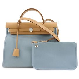 Hermès HERMES Herline Herbag Zip PM Toile Officier Vache Hunter Bolso 2Way Azul