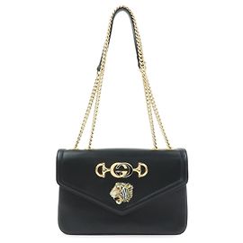 Borsa a tracolla in pelle con catena GUCCI Rajah Tiger Head Nera 537241