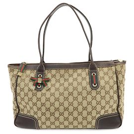 GUCCI Sherry Princy GG Canvas Leather Tote Bag Shoulder Bag 177052