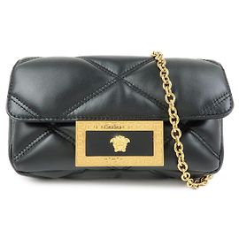 VERSACE Bolsa de Ombro com Corrente em Couro Medusa Crossbody Preta