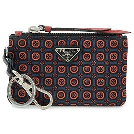 PRADA Portachiavi Mini Pochette in Nylon e Pelle con Logo Triangolare Navy 2TT072