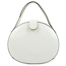 Bolsa de Mão Redonda em Couro com Logotipo Loewe White