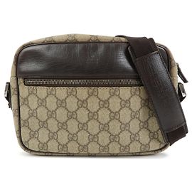 Borsa a tracolla e a spalla Gucci GG Canvas Leather Brown 114291