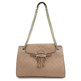 Borsa a tracolla con catena in pelle GUCCI Horsebit Guccissima Emily 295402