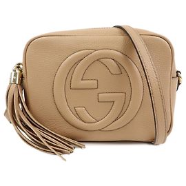 GUCCI SOHO Interlocking G Leather Small Disco Bag Beige 308364