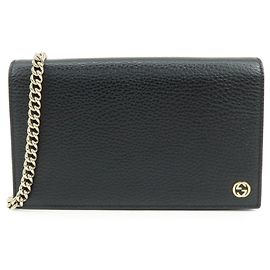 GUCCI Interlocking G Schultertasche Portemonnaie mit Kette aus Kalbsleder 466506