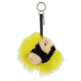 FENDI Monster Portachiavi in pelle e pelliccia Giallo Nero