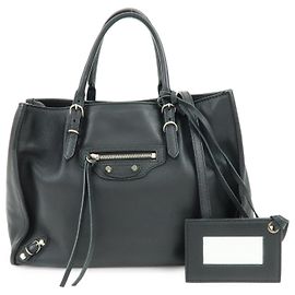 BALENCIAGA Paper A6 Mini Borsa a mano e a tracolla 2Way in pelle Nero 370926