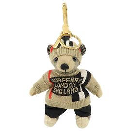 Burberry Teddy Bear Schlüsselanhänger aus Kaschmir, Wolle und Leder Beige