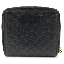 GUCCI Micro Guccissima Leder Bi-Fold Kompakt-Portemonnaie Schwarz 449395