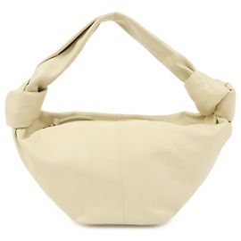 BOTTEGA VENETA Bolso de mano Double Knot en piel de cordero Beige 629635