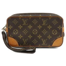 Louis Vuitton Monogram Marly Dragonne PM Clutch Bag Brown M51827