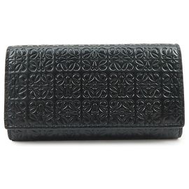 Portallaves LOEWE Repeat Anagram de piel de becerro con 6 anillas Negro