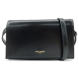 Autre Marque SAINT LAURENT PARIS Borsa a tracolla con patta in pelle di vitello Black 769162