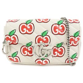 GUCCI GG Marmont Apple Chain Shoulder Bag Crossbody Bag Ivory 476433