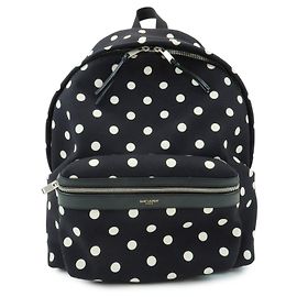 Autre Marque Mochila SAINT LAURENT PARIS City Canvas Polka Dot Black White