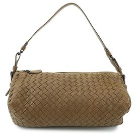 BOTTEGA VENETA Borsa a mano e a tracolla in pelle Intrecciato Mocha Brown
