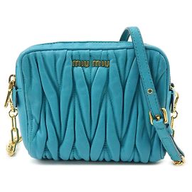 MIU MIU Borsa 2Way in pelle Matelassé Borsa a mano e a tracolla Blue RT0543