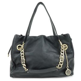 Bulgari BVLGARI Monete Leder Kettentasche 2Way Bag Schultertasche Black Gold