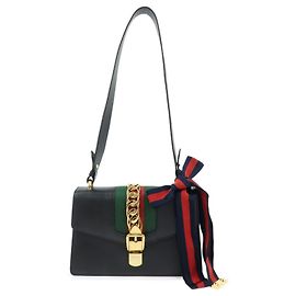 Gucci Sylvie Sherry Borsa a tracolla in pelle Borsa Crossbody Nera 421882