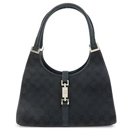 Borsa a mano e a tracolla GUCCI Jackie GG Canvas Leather Nera 001・1067
