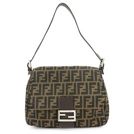 FENDI Zucca Mamma Baguette Borsa a tracolla in tela e pelle Borsa a mano 26325
