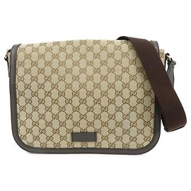 Borsa a tracolla e a spalla GUCCI GG Canvas Leather Beige Brown 449171