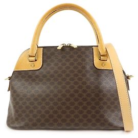 Céline Bolsa 2Way CELINE Macadam PVC Leather Bolsa de mão Bolsa de ombro Brown Beige