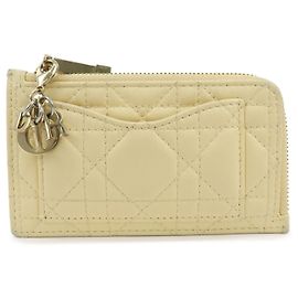 Tarjetero Christian Dior Lady Dior Cannage Cosmos de piel de cordero Amarillo
