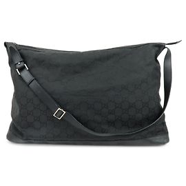 Borsa Boston GUCCI GG Monogram in nylon e pelle Borsa da viaggio Nera 105669