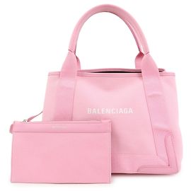 BALENCIAGA Borsa Tote Cabas Small in tela e pelle Navy e Rosa 339933
