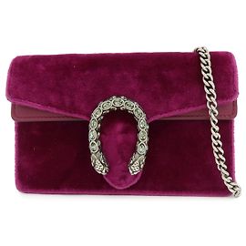 GUCCI Dionysus Super Mini Bag Samt-Schultertasche mit Kette Lila 476432