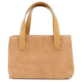 Céline CELINE C Macadam Suede Leather Hand Bag Tote Bag Orange Beige
