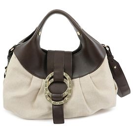 Bulgari Borsa 2Way BVLGARI Chandra in tela e pelle Borsa a mano e a tracolla Ivory Brown