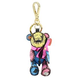MCM Visetos Portachiavi Ciondolo in Pelle Orso Giallo Rosa Blu
