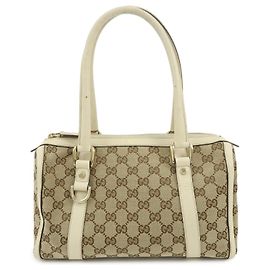 Borsa a mano Boston GUCCI Abbey GG Canvas Leather Beige Ivory 130942
