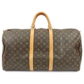 Louis Vuitton Monogram Keep All Bandouliere 55 Boston Bag Brown M41414