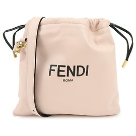 Borsa a spalla a sacchetto FENDI Logo in pelle nappa con coulisse rosa 8BT337
