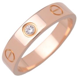 Cartier Mini Love 1P Diamantring K18 750PG Roségold #50 US5.25