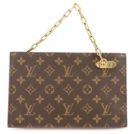 Louis Vuitton Monogram Chain Clutch Bag Pouch Brown M55646