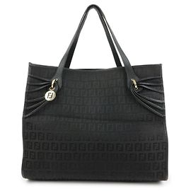 FENDI Borsa a spalla e tote in pelle e tela Zucchino Marrone 8BH153