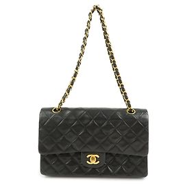 CHANEL Matelasse 25 Lamb Skin Double Flap Chain Shoulder Bag A011112