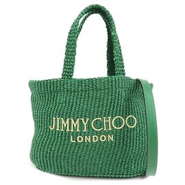 Jimmy Choo Beach Tote East West Raffia 2way Bag Hand Shoulder Bag Green