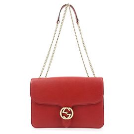 Bolsa de Ombro e Tiracolo em Couro Gucci Interlocking G com Corrente 510303